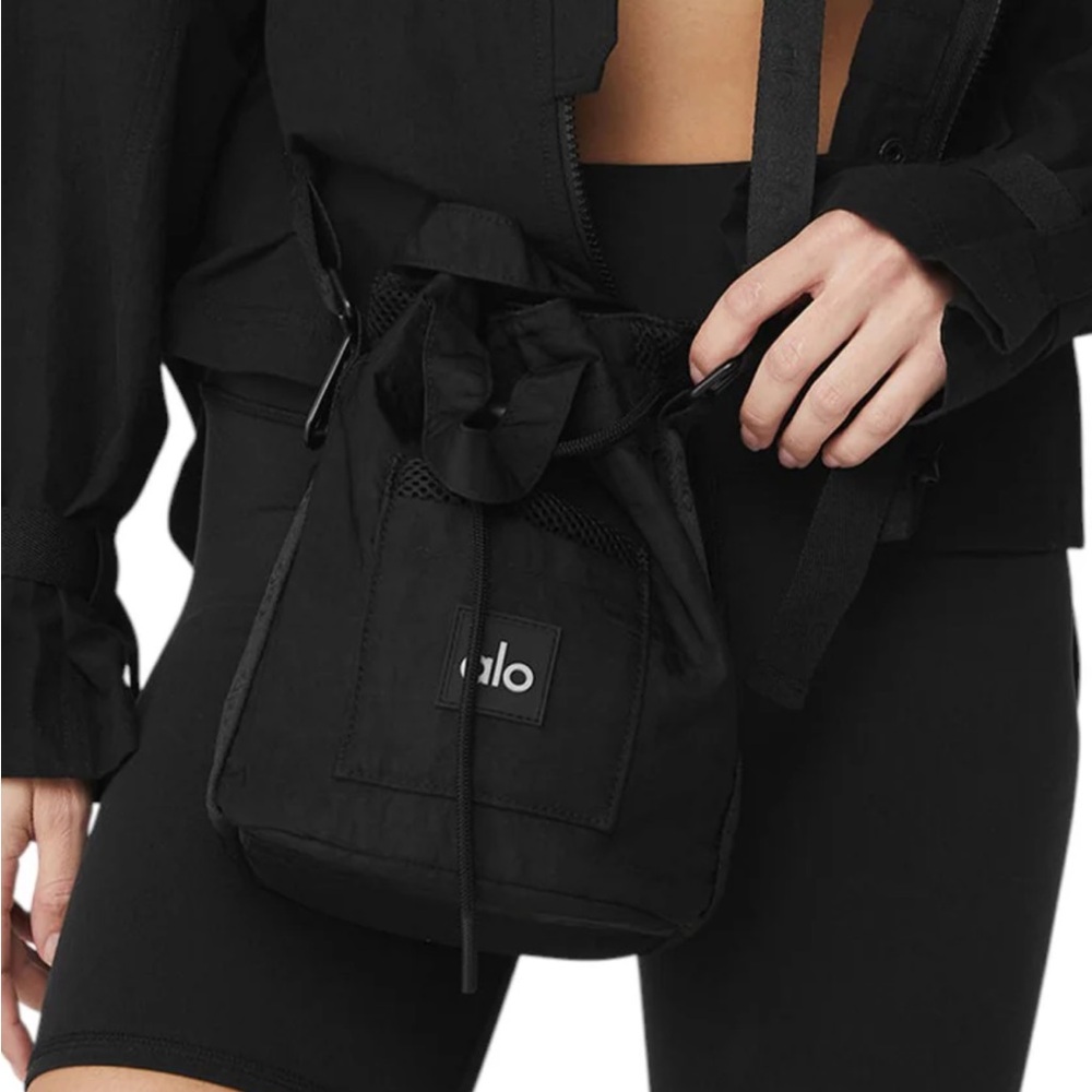 ALO Yoga Black Drawstring Utility Jacket with Packable Pouch